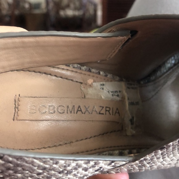 BCBGMAXAZRIA PYTHON DUNE LEATHER PLATFORM OPEN TOE SLING BACK SANDALS SIZE 5M - Picture 15 of 15